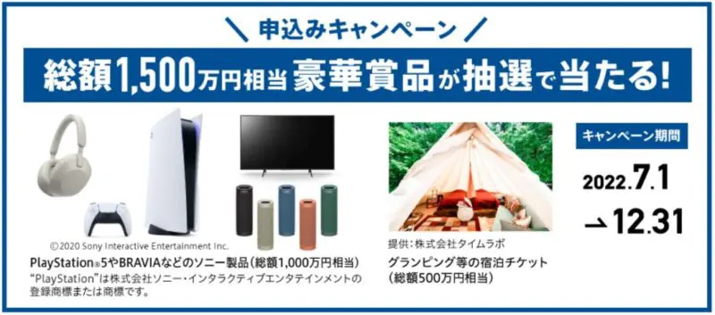 ソニー損保1500万円相当豪華賞品プレゼントキャンペーン